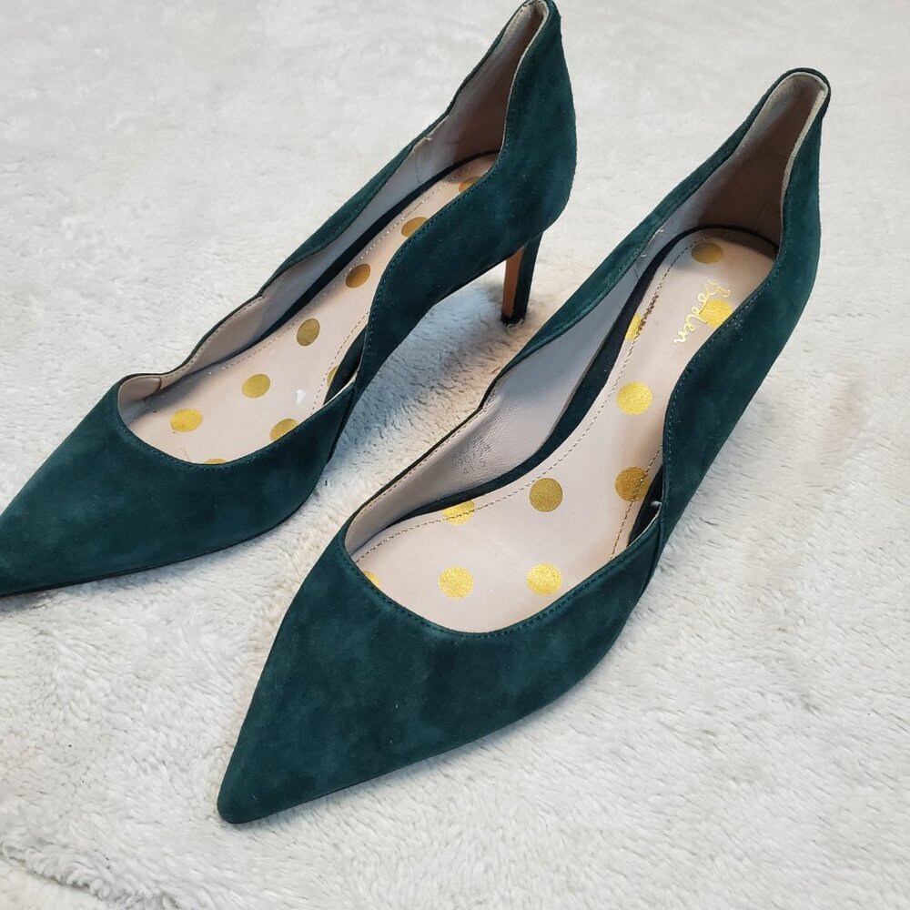 Women's Teal Suede Pointed-Toe D'Orsay Pumps - Picture 3 of 12